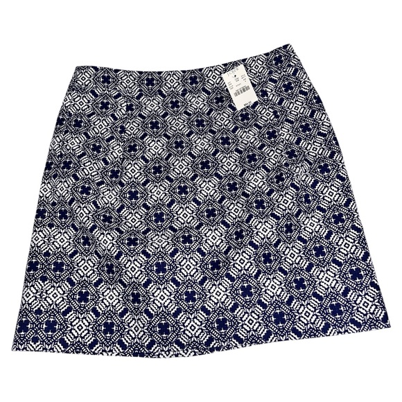 J. Crew Dresses & Skirts - J. Crew Navy and White Geometric A-Line Skirt- Size 4